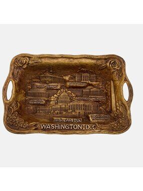 Washington D.C. Souvenir Plastic Tray / Bowl Silberne 13" x 8.5" DC Landmarks